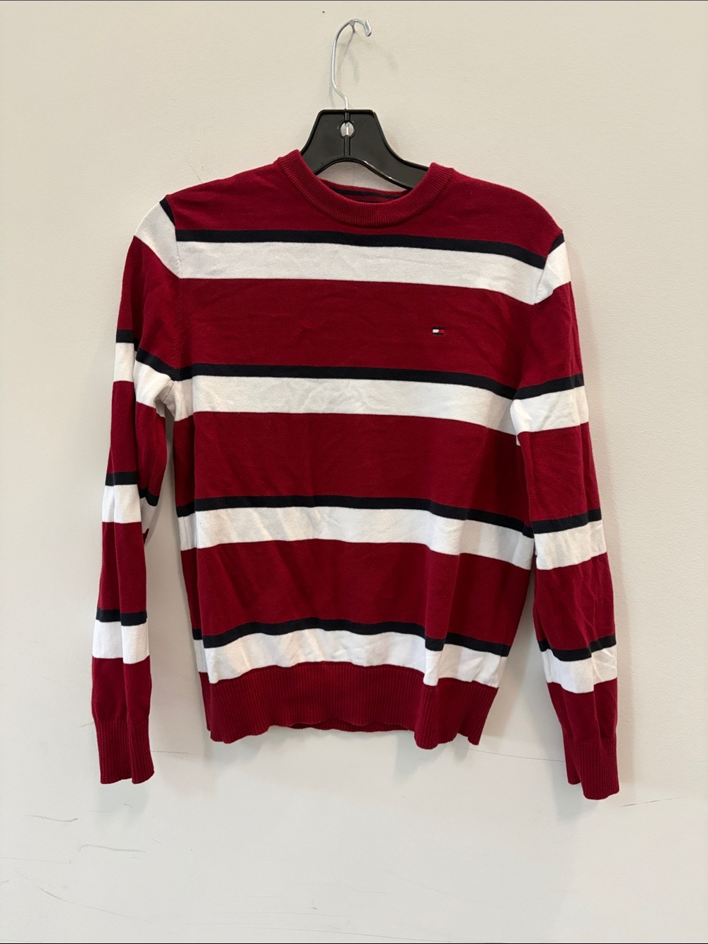 Vintage Tommy Hilfiger Red, White & Navy Striped Crewneck Sweater